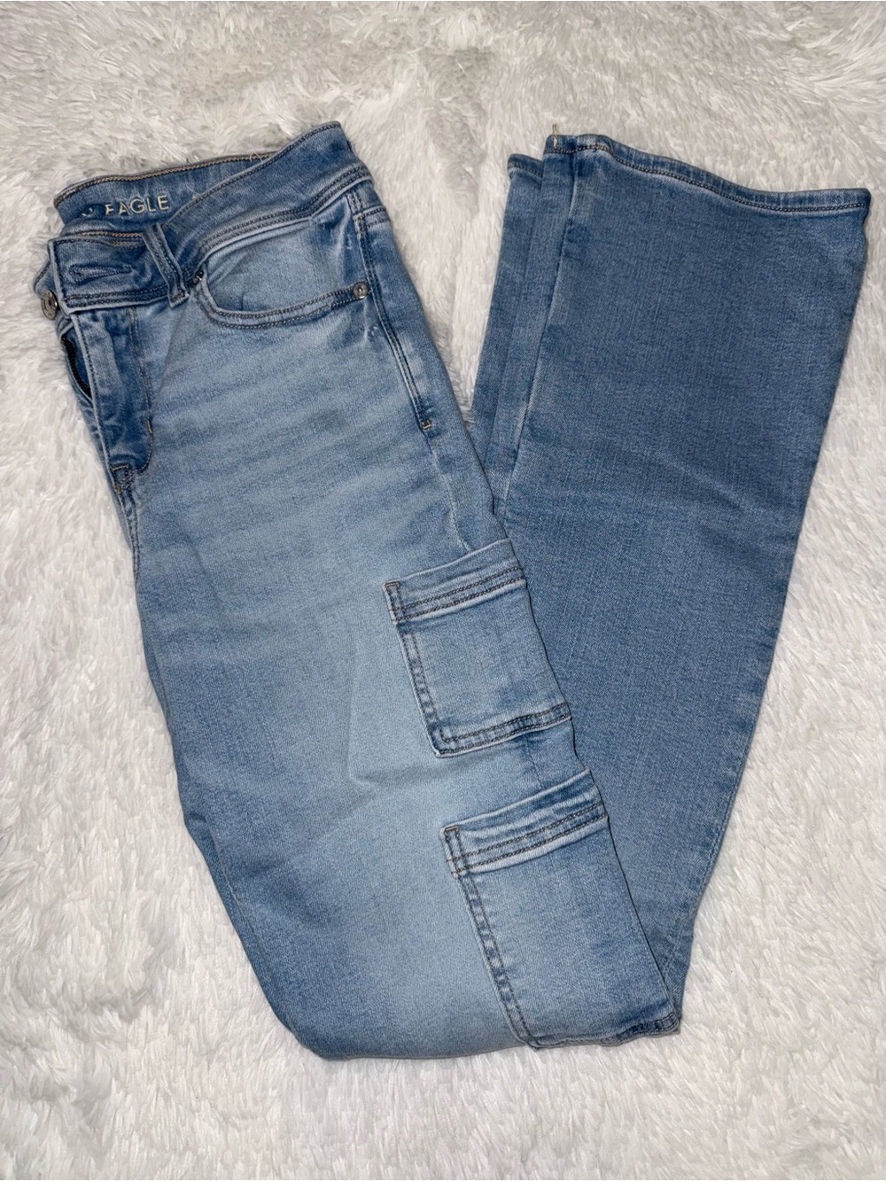 American Eagle Outfitters Light Blue Straight Leg Cargo Jeans